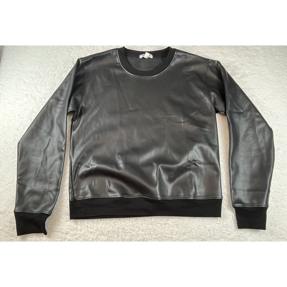 LA Made Sweater Womens S Faux Leather Pullover Minimalist BasicQuiet Luxury